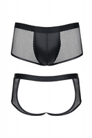 Czarne szorty z otwartym tyłem i efektem push up powiększającym penisa