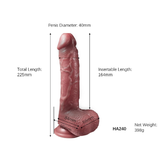 Super realistyczne dildo dwuwarstwowe, silna przyssawka, naturalne w dotyku, 22,5 cm, silikon