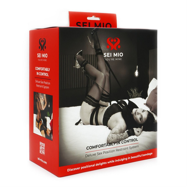 Uprząż do narzucania pozycji SEI MIO, zestaw pasów do unieruchamiania w komplecie zagłówek rogal,  soft BDSM, bondage