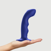 Francja-elegancja - luksusowe wibrujące dildo do punktu G z podwójnym pulsatorem membranowym, na przyssawkę, 13 cm, kolor nocny granat, silikonowe