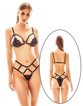 Koronkowy komplet seksownej bielizny stanik biustonosz stringi Magen
