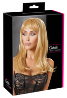 Seksowna blondynka – długa peruka z prostą grzywką blunt bangs, dł. 45 cm, poliester, ciemny blond