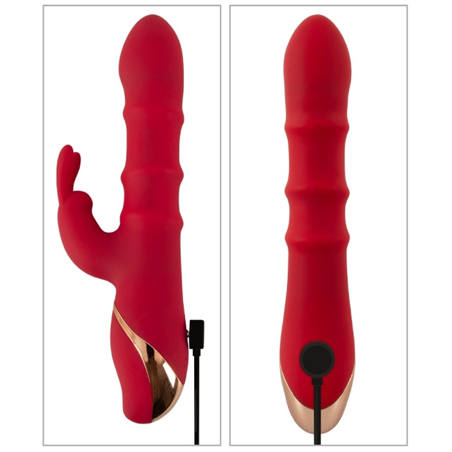 Wibrator z wirującą spiralą rozkoszy i króliczkiem do łechtaczki, bardzo silne wibracje, 23,7 cm, silikon 