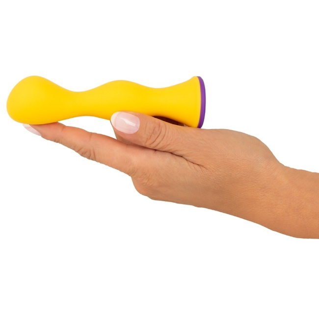 Cytrynowy tylec – falowy wibrujący stymulator analny korek butt plug, długość 12,5 cm, średnica max 3,2 cm, 10 trybów pracy