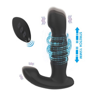 Tylne wejście silikonowy masażer prostaty z wibrującą główką, wibrującym stymulatorem krocza i ruchem posuwistym push, sterowany pilotem