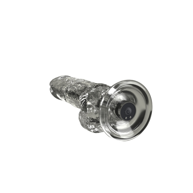Realistyczne dildo wibrator z silną przyssawką, 24,5 cm / 19 cm wkładane, kolor przeźroczysty