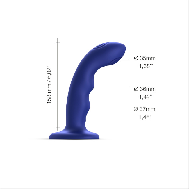 Francja-elegancja - luksusowe wibrujące dildo do punktu G z podwójnym pulsatorem membranowym, na przyssawkę, 13 cm, kolor nocny granat, silikonowe