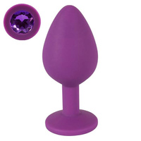 Średni korek analny z kryształkiem, silikon, 8 cm, Ø 3,5 cm, rozmiar M