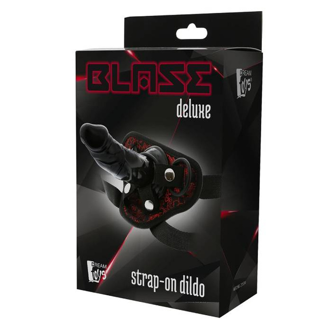 Elegancki luksusowy strapon – harness (uprząż) i dildo seria, zdobione czerwoną koronką seria DELUXE BDSM