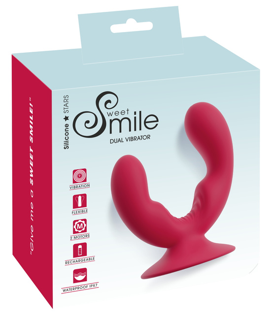 Uśmiechnięty wibrator waginalno-analny z przyssawką, 9 trybów wibracji, wodoodporny, silikon