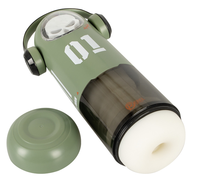 Duży masturbator 3w1 z wibracjami, ruchem posuwistym, z grzaniem i świecącą czaszką