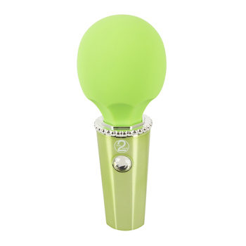 WYCOFANE ZE SPRZEDAŻY Rozkosz królewny – śliczna, silna różdżka, wibrator wand, ze zdobioną główka i uchwytem dekorowanym klejnocikami, masażer łechtaczki i całego ciała, 12,7 cm, silikon, kolor orzeźwiająca limonka