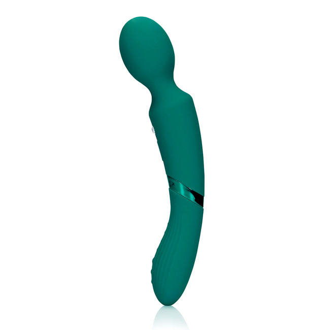 Dwustronna wibrująca różdżka, wibrator wand z wibrującą główką i wibrujące dildo z drugiej strony, 24 cm