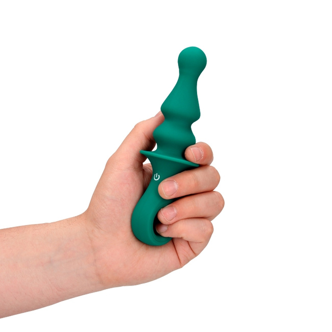 Druga strona – Wibrujący korek analny, butt plug z uchwytem, 12 trybów wibracji, długość 16,5 cm wkładane 8,7 cm, Ø 3,6 cm, płynny silikon