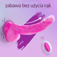 Silikonowe różowe dildo wibrujące na pilota JELIVOY Thrusting Dildo Rose Red od Tracy's Dog 23 cm z mocną przyssawką 