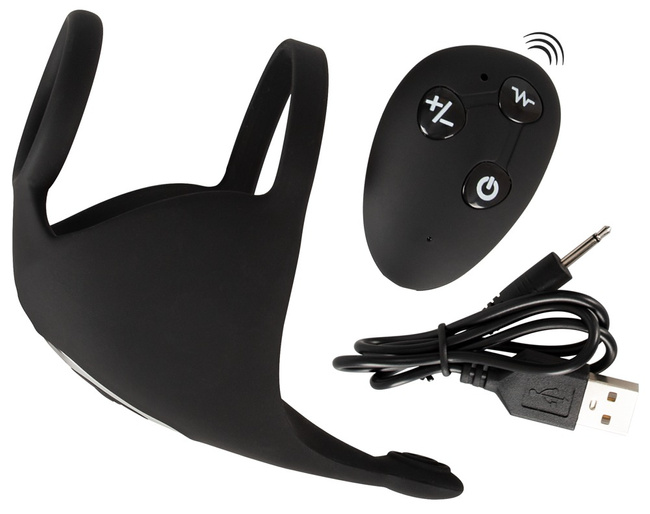 Pierścień na penisa z masażerem moszny na pilota