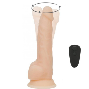 Posuwisto-rotujące dildo z przyssawką, wibrator do waginy i anusa, Platinum Cured Silicon, kolor czarny, 17,8 cm / 12 cm wkładane, rozmiar średni