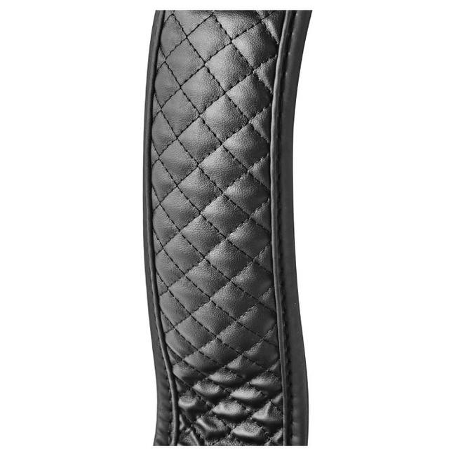 Elegancka elastyczna obroża na szyję z neoprenu pikowanego we wzór diamentów łączonego z metalową smyczą seria DIAMOND BDSM