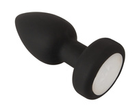 Wibrujący korek analny ze świecącym kryształkiem w nasadzie, 9 cm, sterowany pilotem, IPX7