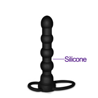 Wibrujący silikonowy strap-on na penisa i jądra do podwójnej penetracji