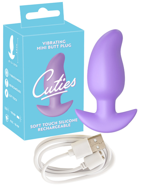 Wibrujący pieszczoch analny Cuties, o zmiennej grubości, kolor fioletowy, silikon