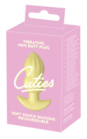 Wibrujący pieszczoch analny Cuties. Rowkowany, o zmiennej grubości, kolor żółty, silikon