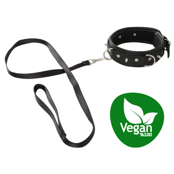 Obroża ze smyczą ze skóry ekologicznej