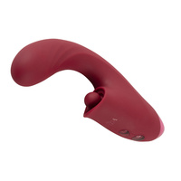 Rubinowe pchnięcie – Posuwisty wygięty wibrator do punktu G z pulsacyjnym młoteczkiem do łechtaczki, długość 17,8 cm, wkładane 9,0 cm