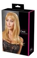 Seksowna blondynka – długa peruka z prostą grzywką blunt bangs, dł. 45 cm, poliester, ciemny blond