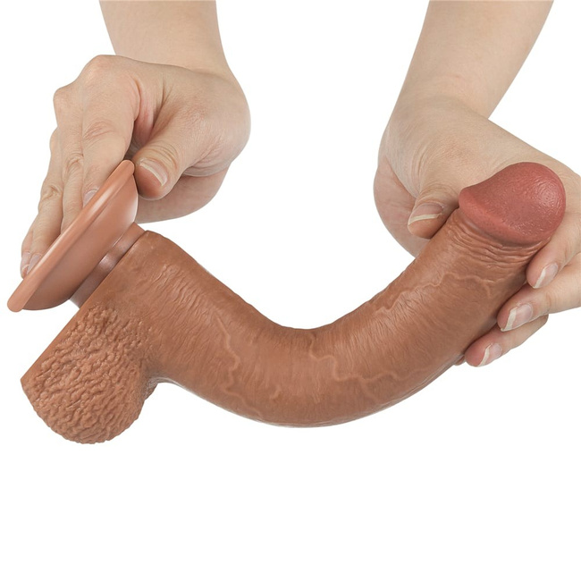 Realistyczne dildo dwuwarstwowe z ruchomą skórą, przyssawka, XXL 22 cm, kolor cielisty latino 