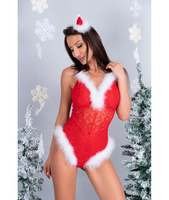Strój Mikołajki Naughty Santa Red S/M / Czerwone body seksowne przebranie Mikołajki S/M
